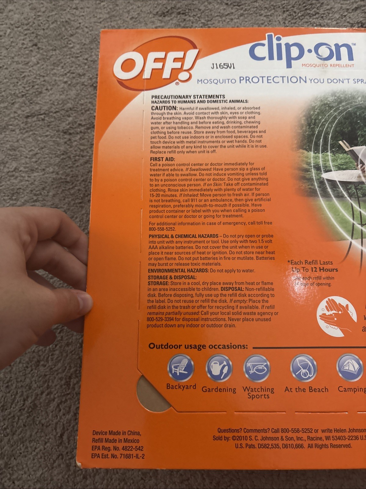 Off! Clip On Mosquito Bun Fan Circulated Repellent 1 Unit 4 Refills Sealed New