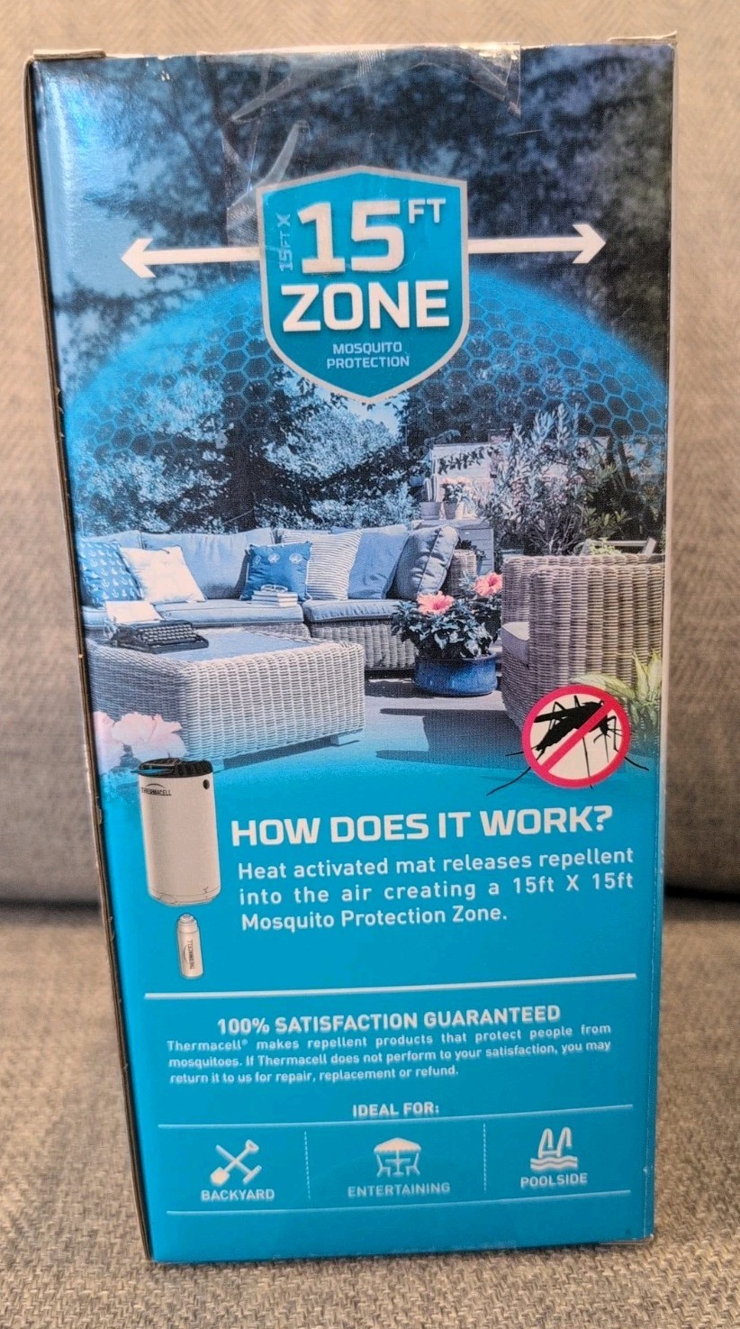 THERMACELL Patio Shield Mosquito Protection Glacial Blue Scent Free Brand New