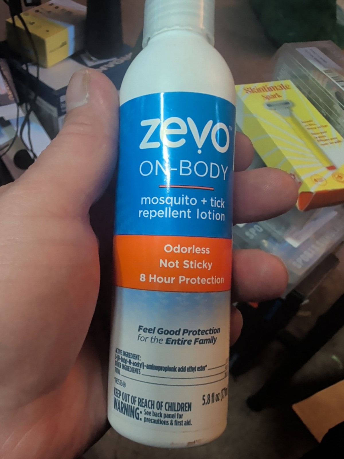Zevo On-Body Mosquito Tick Repellent Lotion Odorless Non-Sticky 8hr 5.8 oz