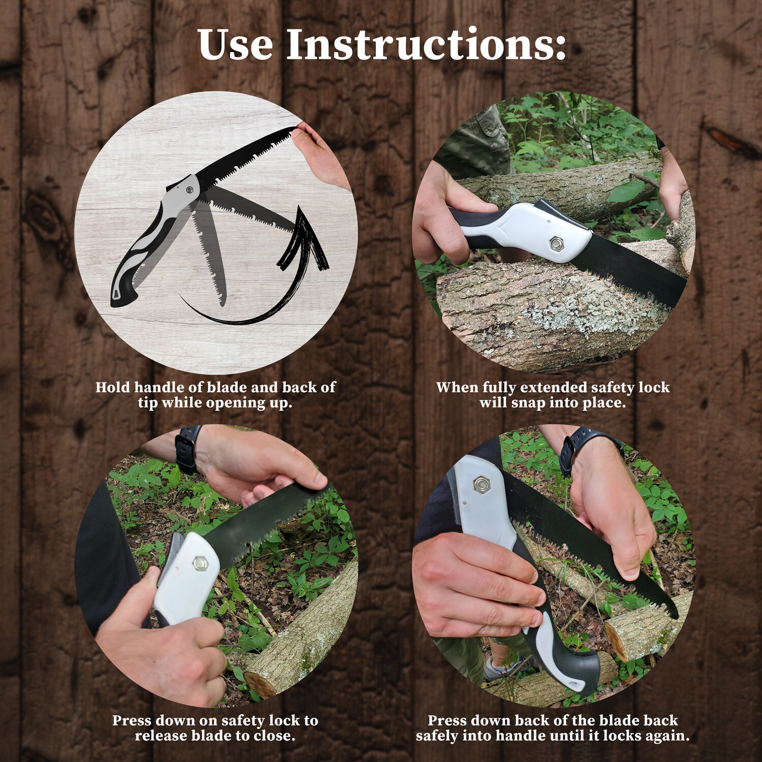 Sirius Survival 8 Inch SK5 Carbon Steel Blade Folding Hand Saw – White/Black