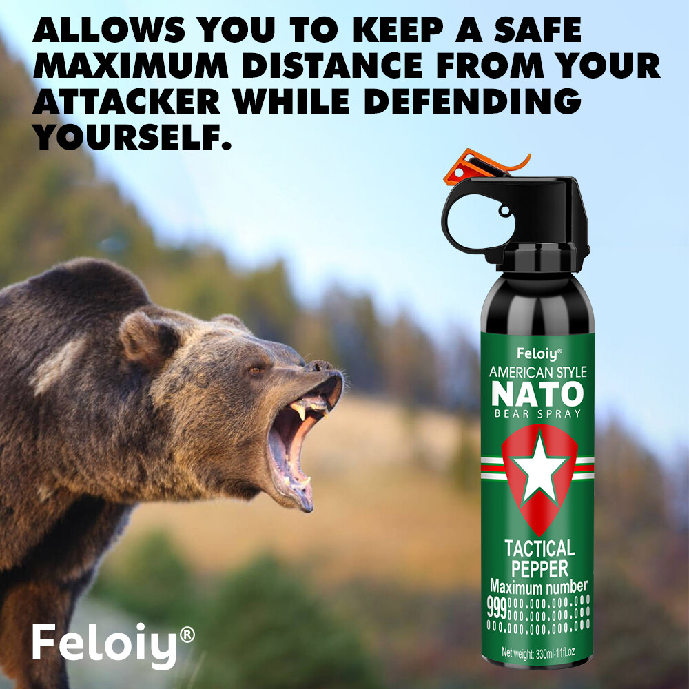 Feloiy NATO Bear Spray 11 oz Holster Powerful Stream Strongest Legal Formula