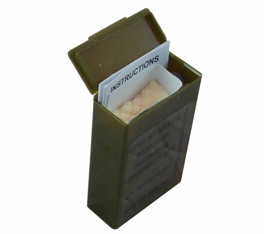 Spark Lite Fire Starter Olive Drab 8 Tinder Quik Tabs for Military Survival Kit