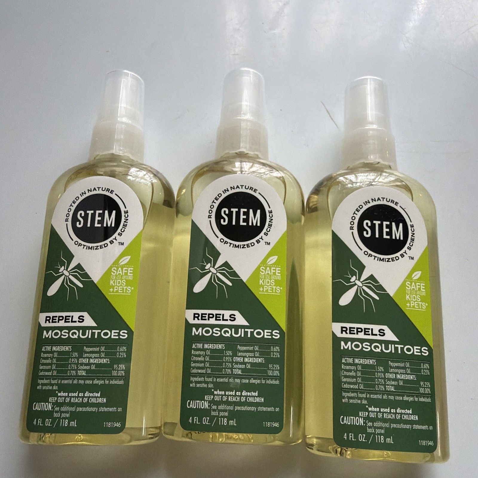 Lot of 3 STEM Bug Repellent Spray for Mosquitoes Deet Free 4 oz Each New