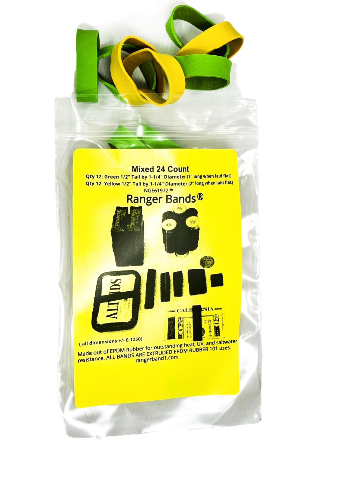 Ranger Bands® Mixed 24 Safety colors EPDM Rubber Tactical Bands Survival USA