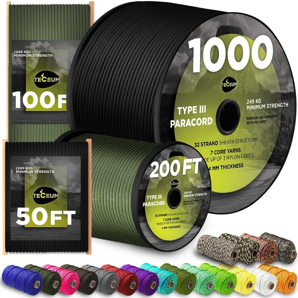 5/32″ Paracord Rope 1000 – 1000Ft / 200Ft / 100Ft / 50Ft – Tactical Parachute Co