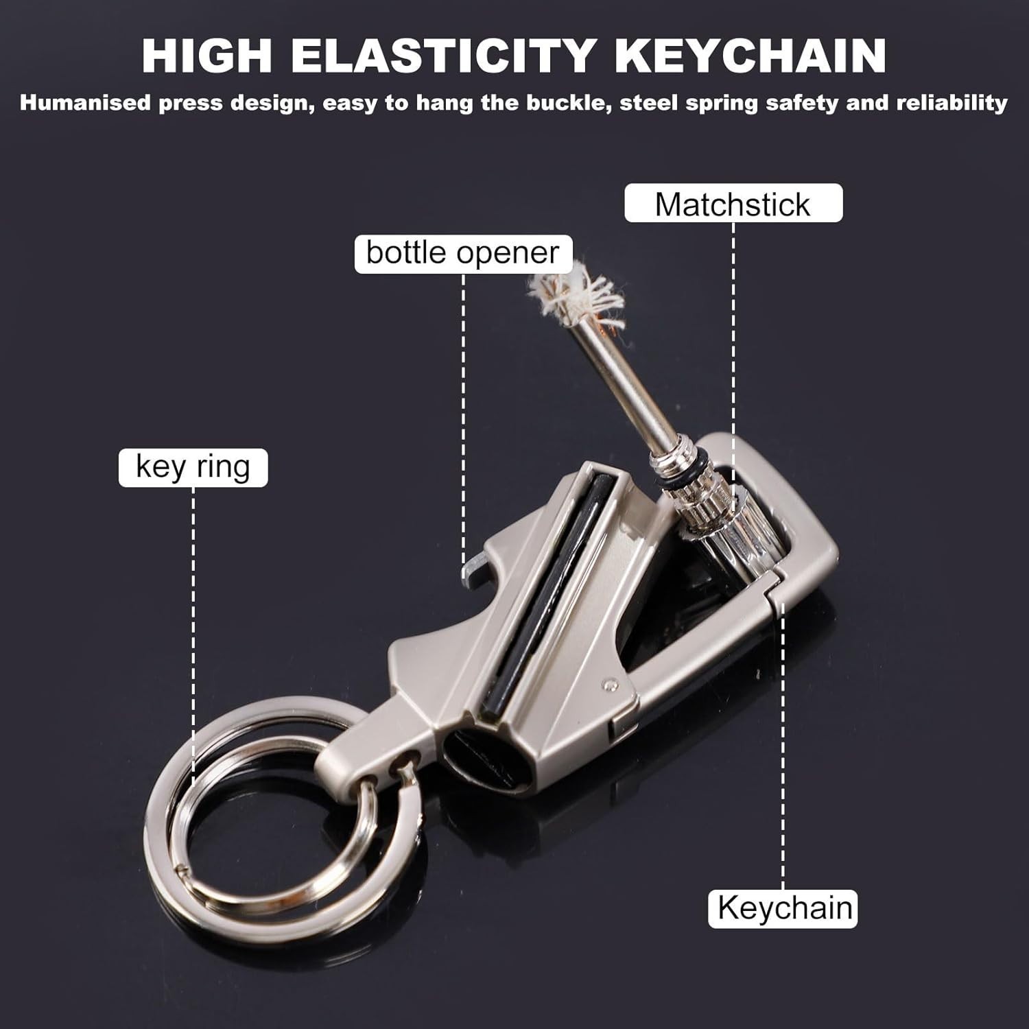 Permanent Match Infinity Lighter with Multitool Keychain Bottle Opener for Men/