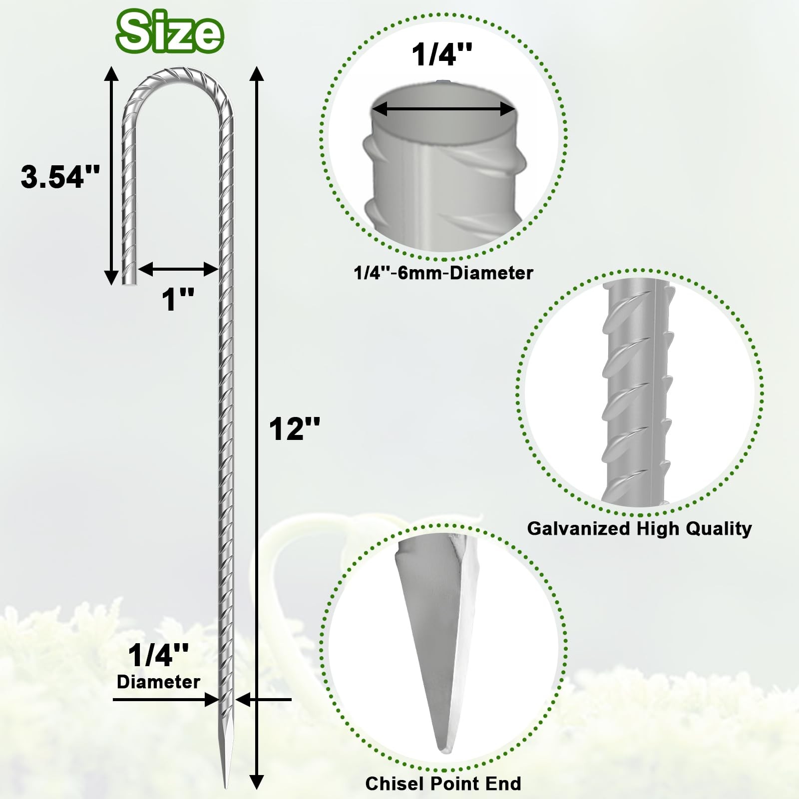 VVOKGO Rebar-Stakes-12-Inch J J-12 Inch-20 Pcs, Inch-Φ1/4″-Galvanized