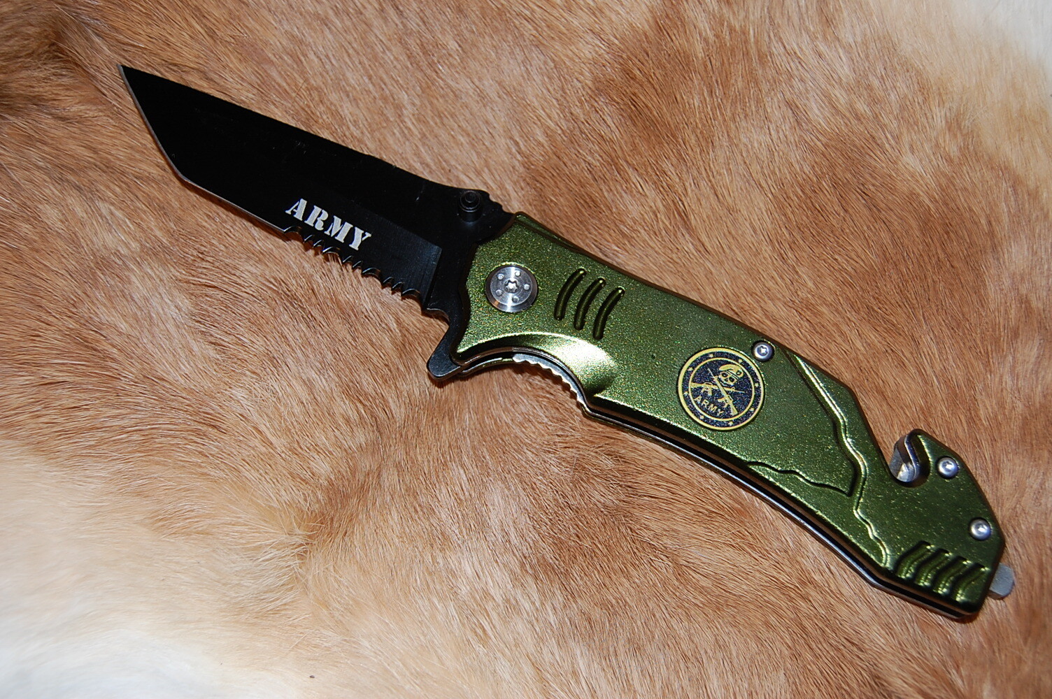 ARMY Assisted Opening Rescue Knife – Black & Green – NEW