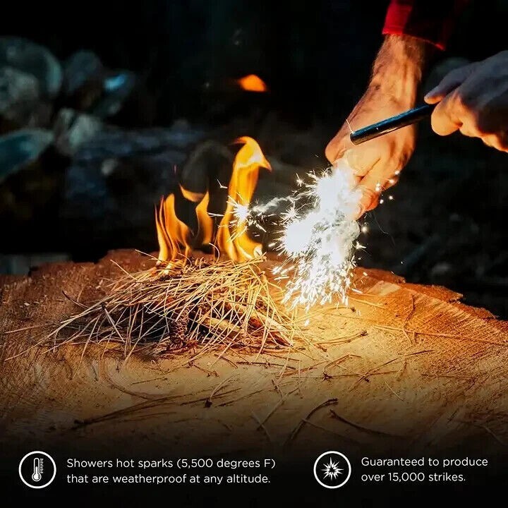 HUGE 5 x 1/2″ FERRO ROD Fire Starter Survival Striker Flint + Emergency Paracord