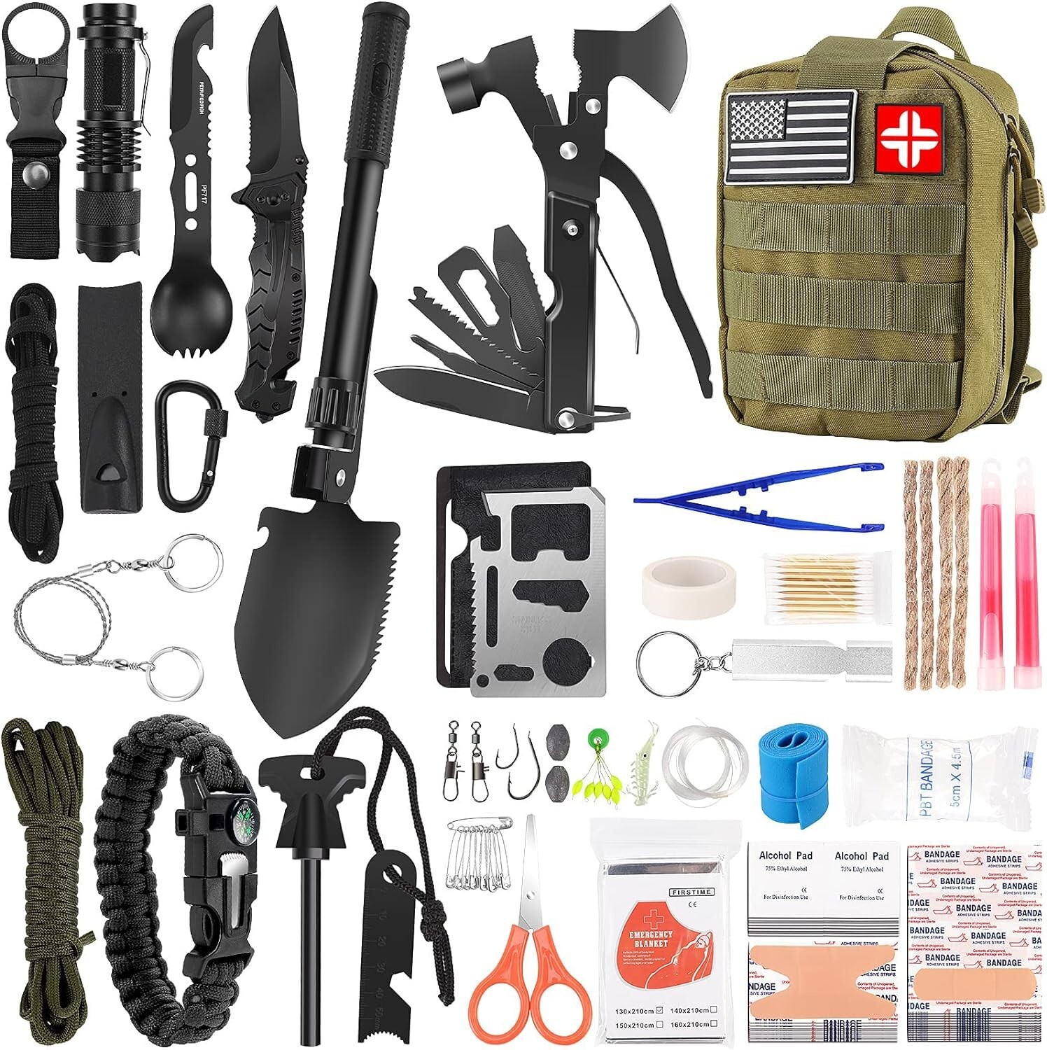 Compact Emergency Survival Kit For Camping Hunting Hiking Car RV Bug Out Bag