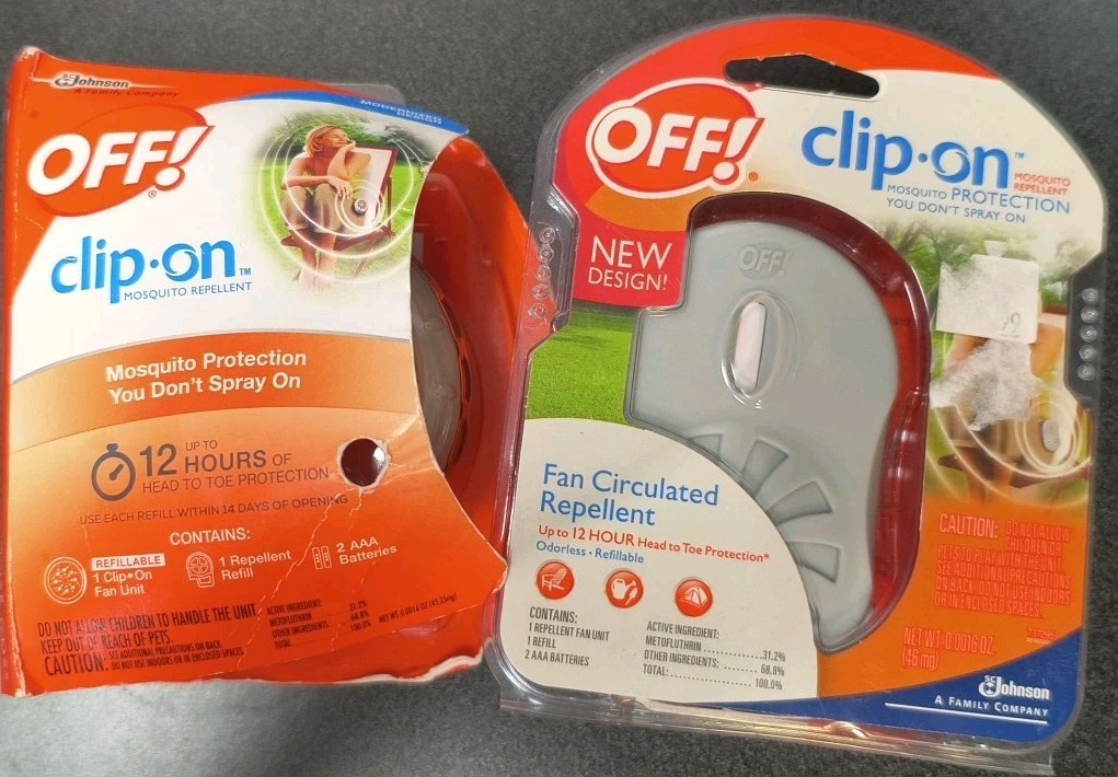 OFF Clip On Fan Unit with 1 Refill 12 Hours Protection Lot of 2