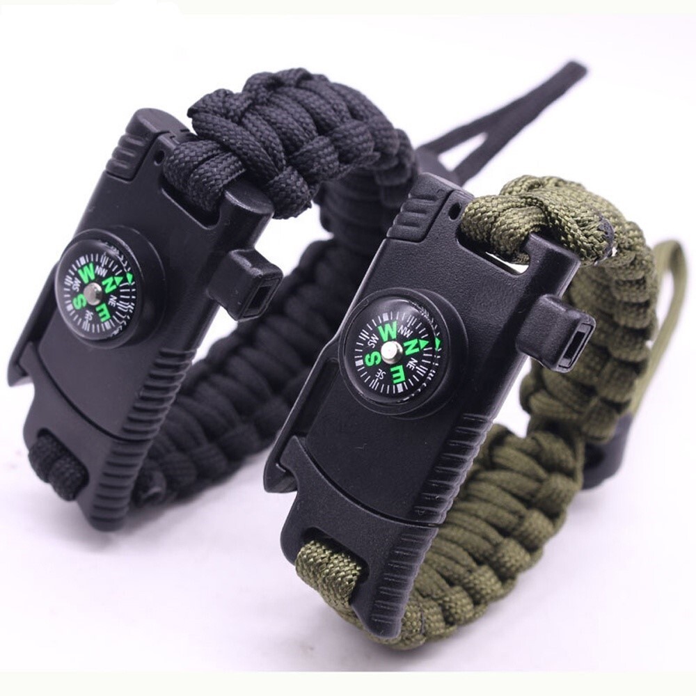 6 in 1 Adjustable Paracord Emergency Bracelet Fire Starter, Compass USA Shipper