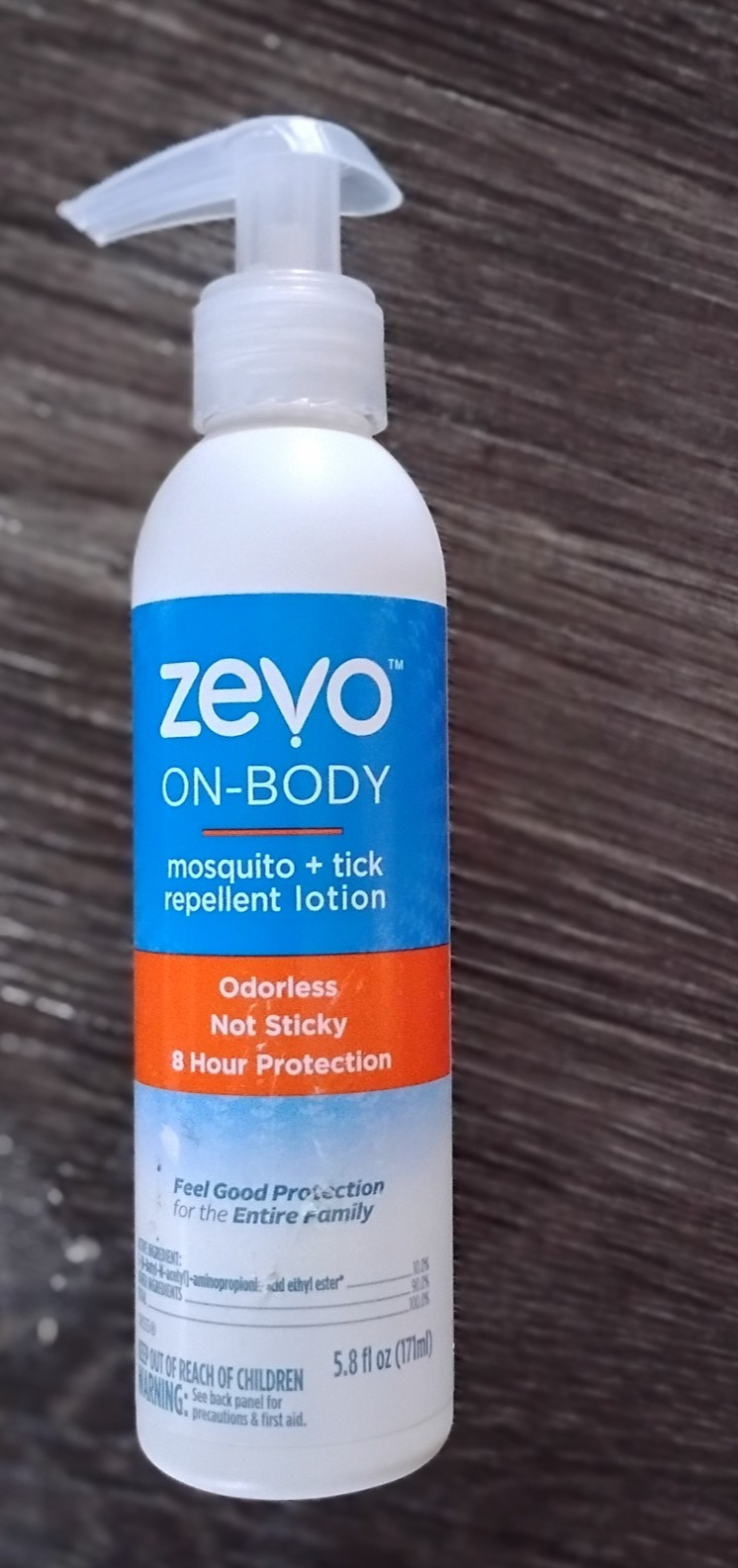 Zevo On-Body 8 Hour Mosquito & Tick Repellent Odorless Non Sticky Lotion 5.8 oz