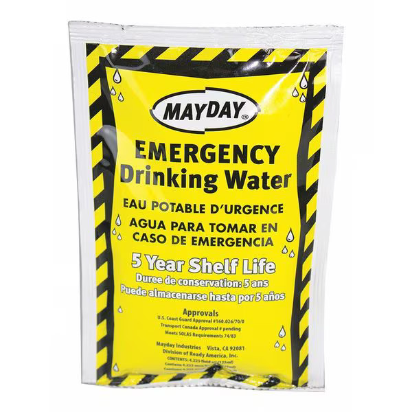 Mayday Emergency Drinking Water Pouch, 4.22 oz, PK100 73011 Mayday 73011 4 fl oz