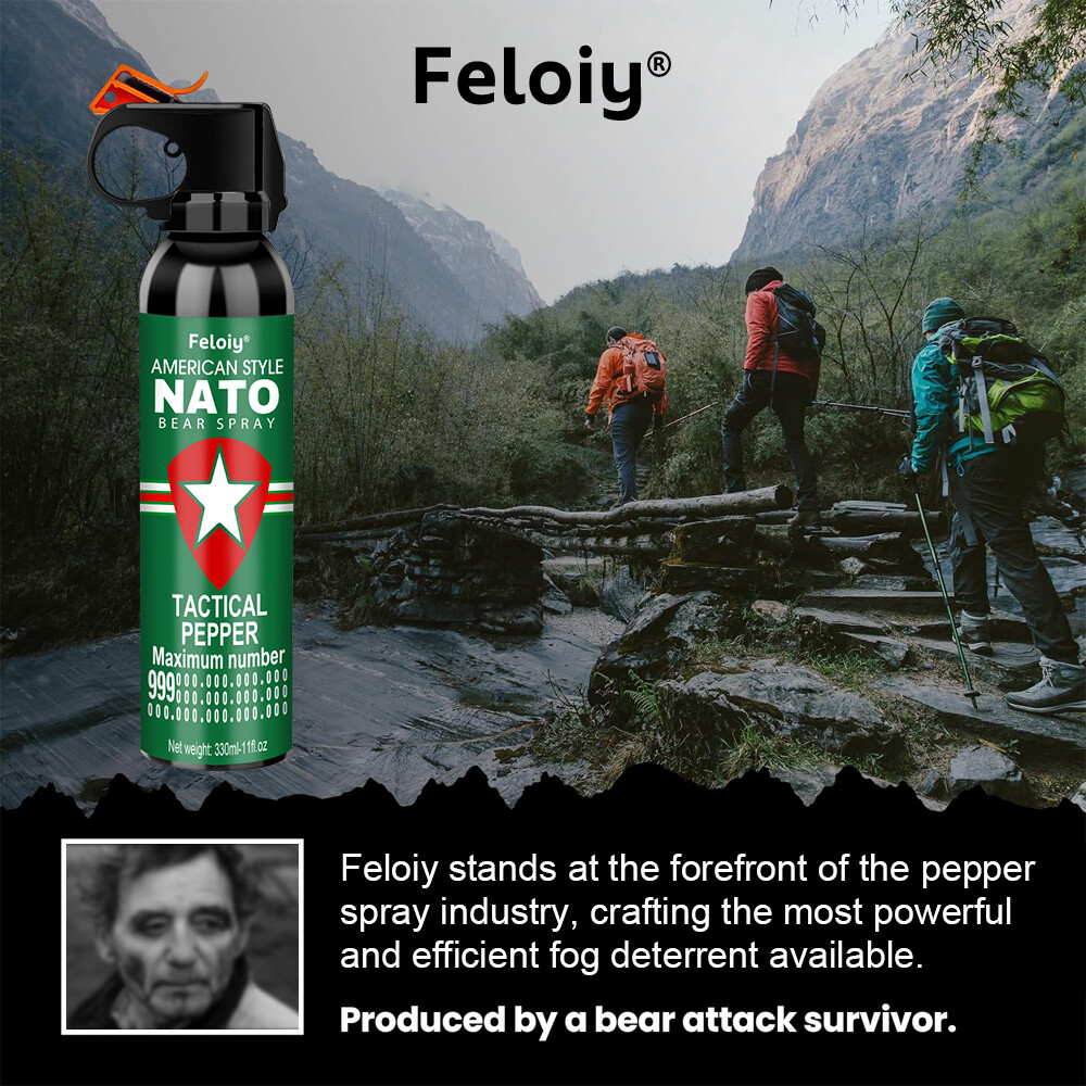Feloiy NATO Bear Spray 11 oz Holster Powerful Stream Strongest Legal Formula