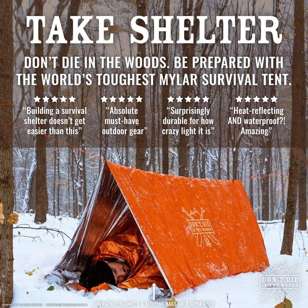 Survival Tent Ultralight Emergency Shelter Space Blanket Mylar Waterproof Com…