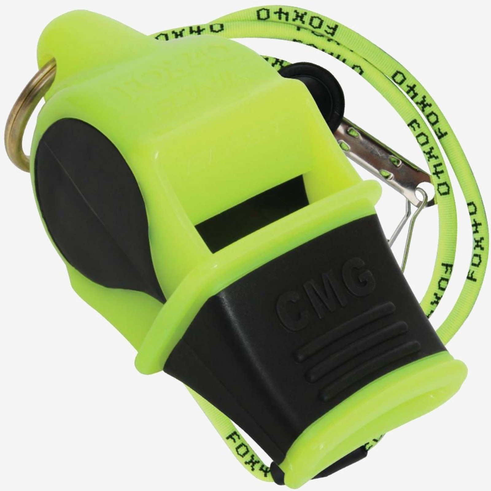 Fox 40 Sonik Blast CMG 3-Chamber Pealess Whistle + Lanyard, Neon/Black