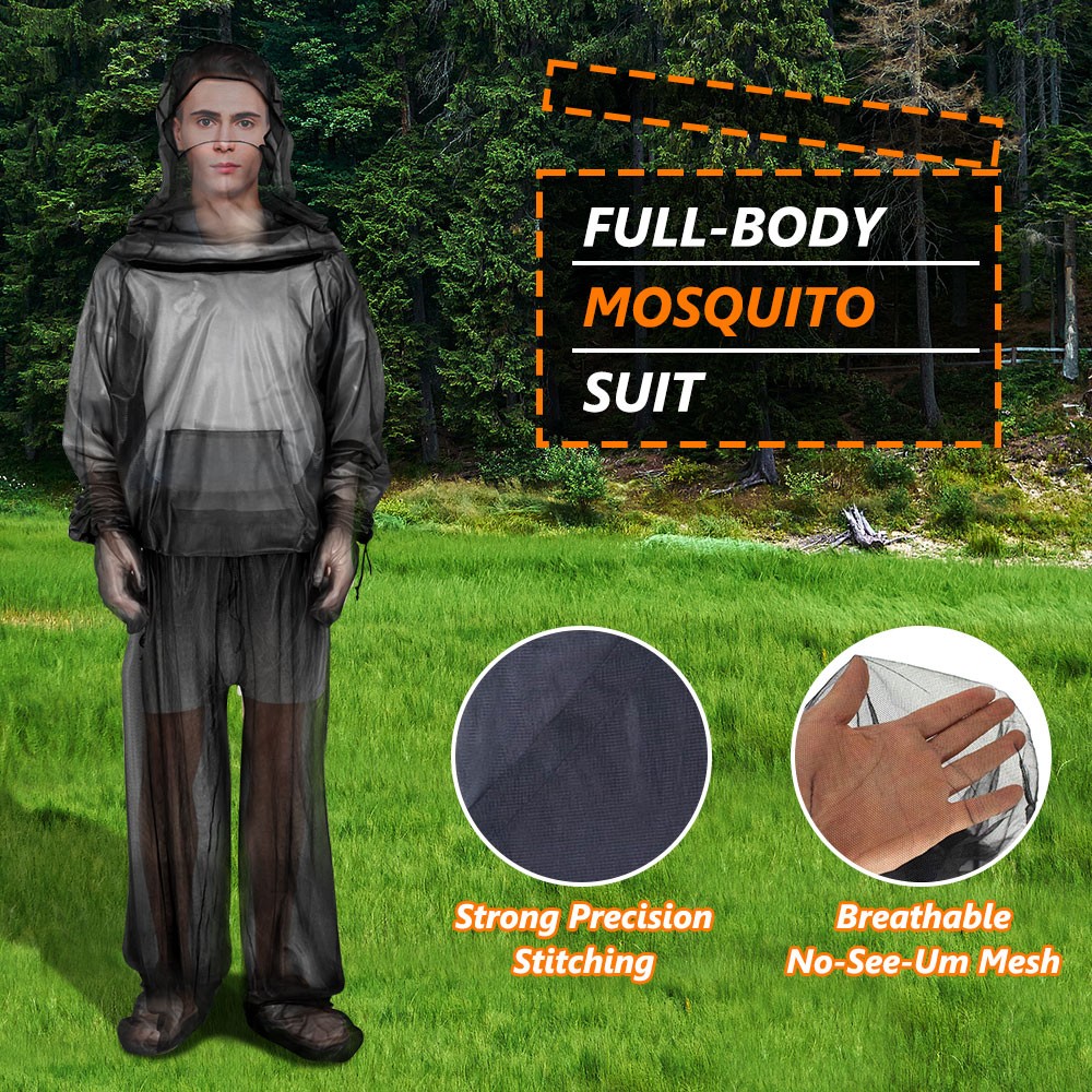 Unisex Mosquito Suit Anti Bug Breathable Net Mesh Jacket & Pants Outdoor Protect