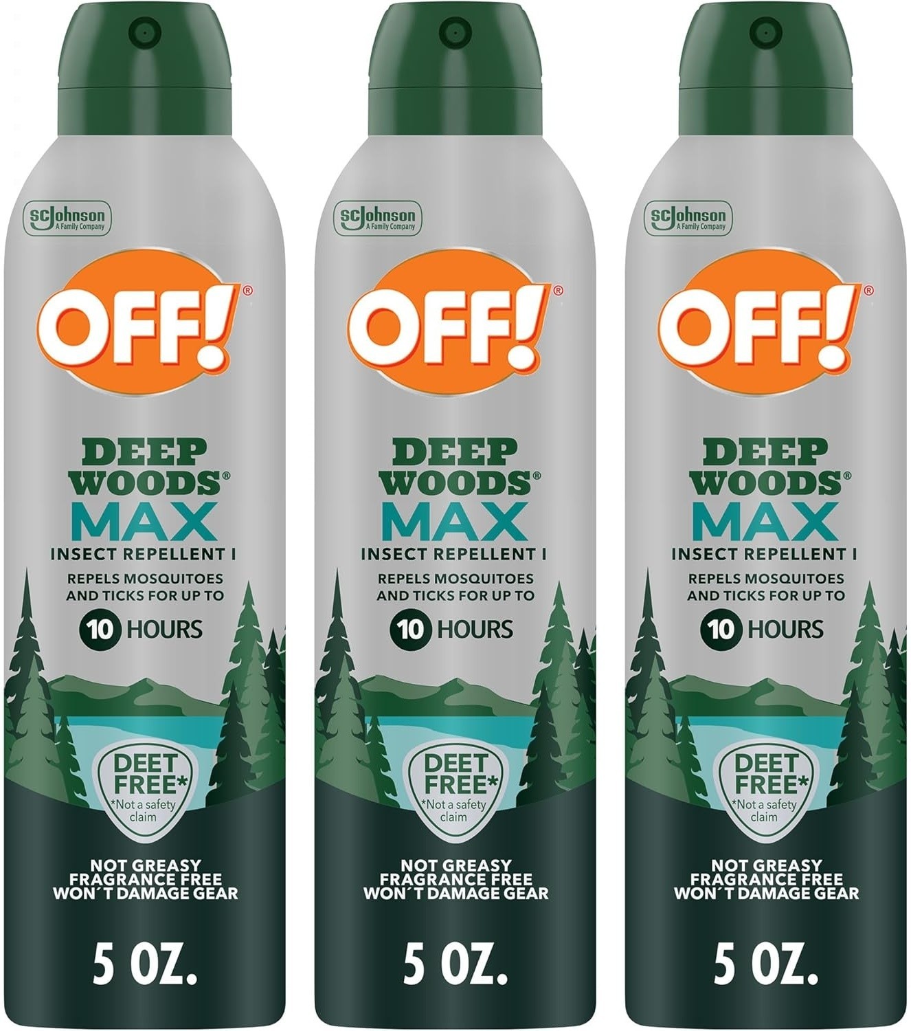 OFF Deep Woods Max Insect Repellent Bug Long Last Protection Aerosol 5oz 3pk