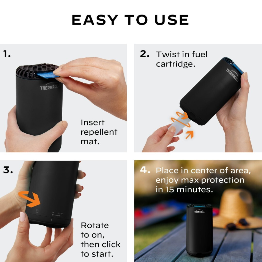 Thermacell Mosquito Repellent with 12 hour refill – Graphite – No Smoke No Mess!