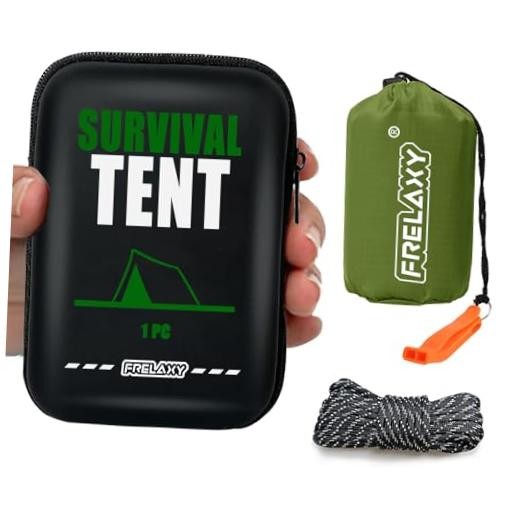 Extra-Thick Emergency Tent, Compact Survival Tent with Army Green – 1 Pack