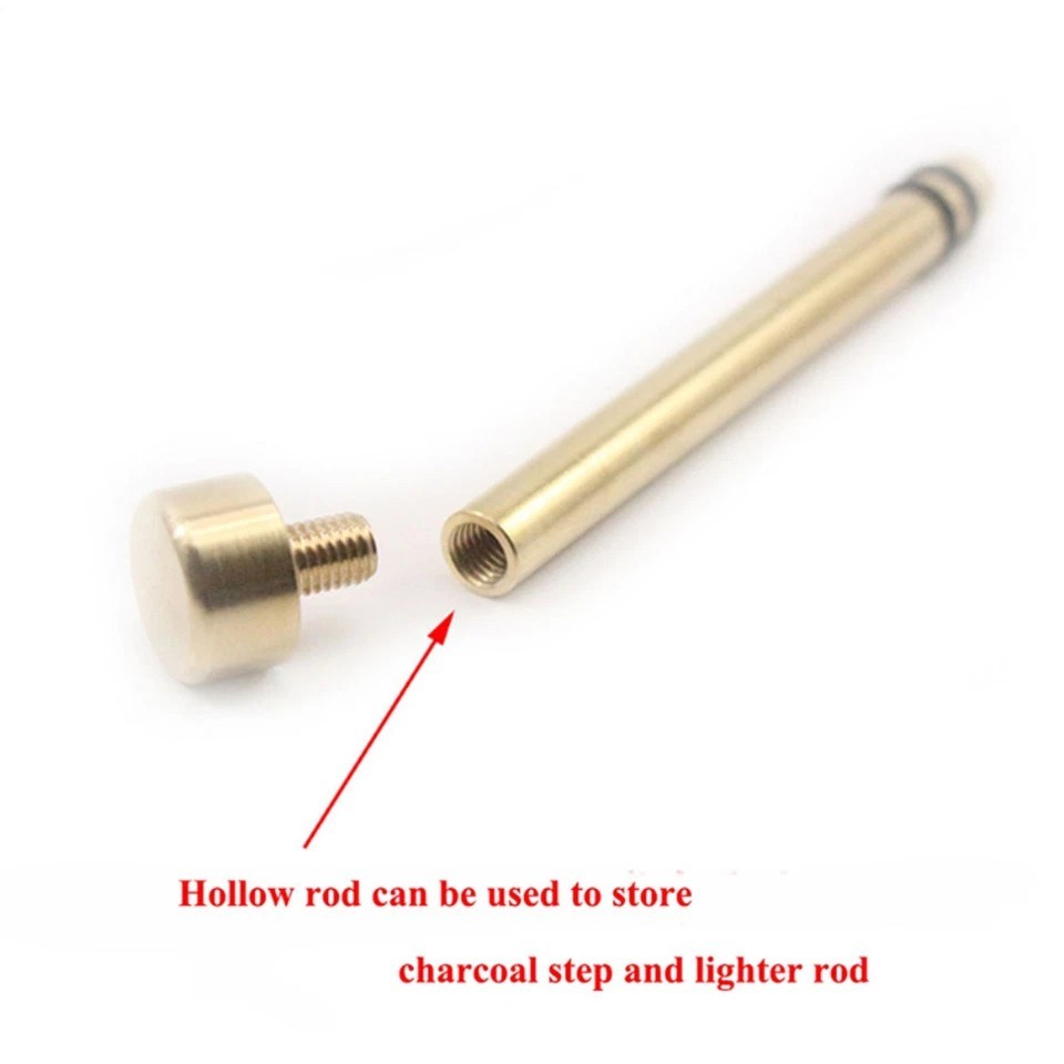 Silver Fire Piston Fire Starter Brass Fire Rod Camping Survival Tool