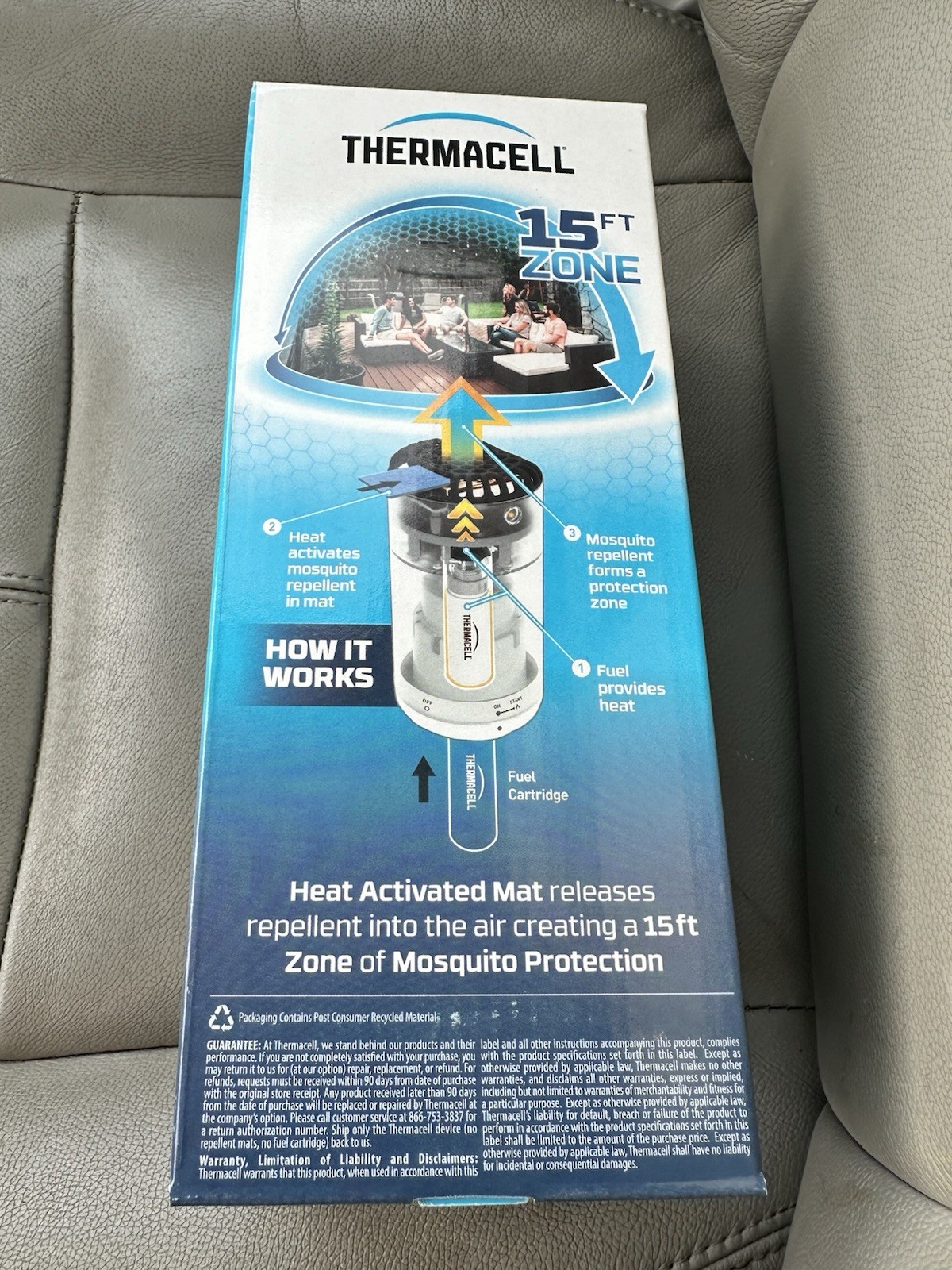 Thermacell Mosquito REPELLENT Patio Shield 15 ft ZONE NO SPRAY Refillable 12 hr.