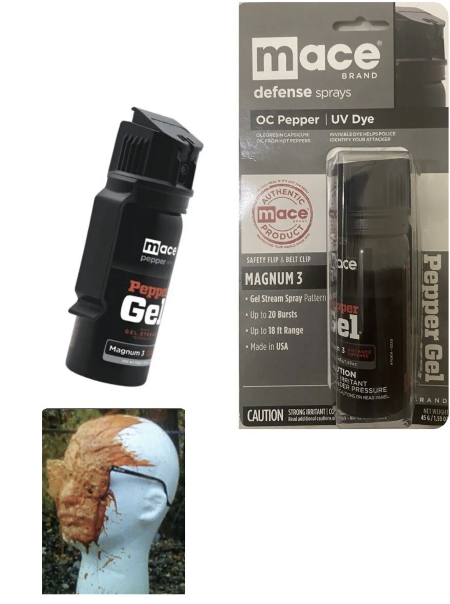 2 MACE 18 F POLICE DEFENSE STICKY GEL Pepper Spray FLIPTOP Self DEFENSE Exp10/26