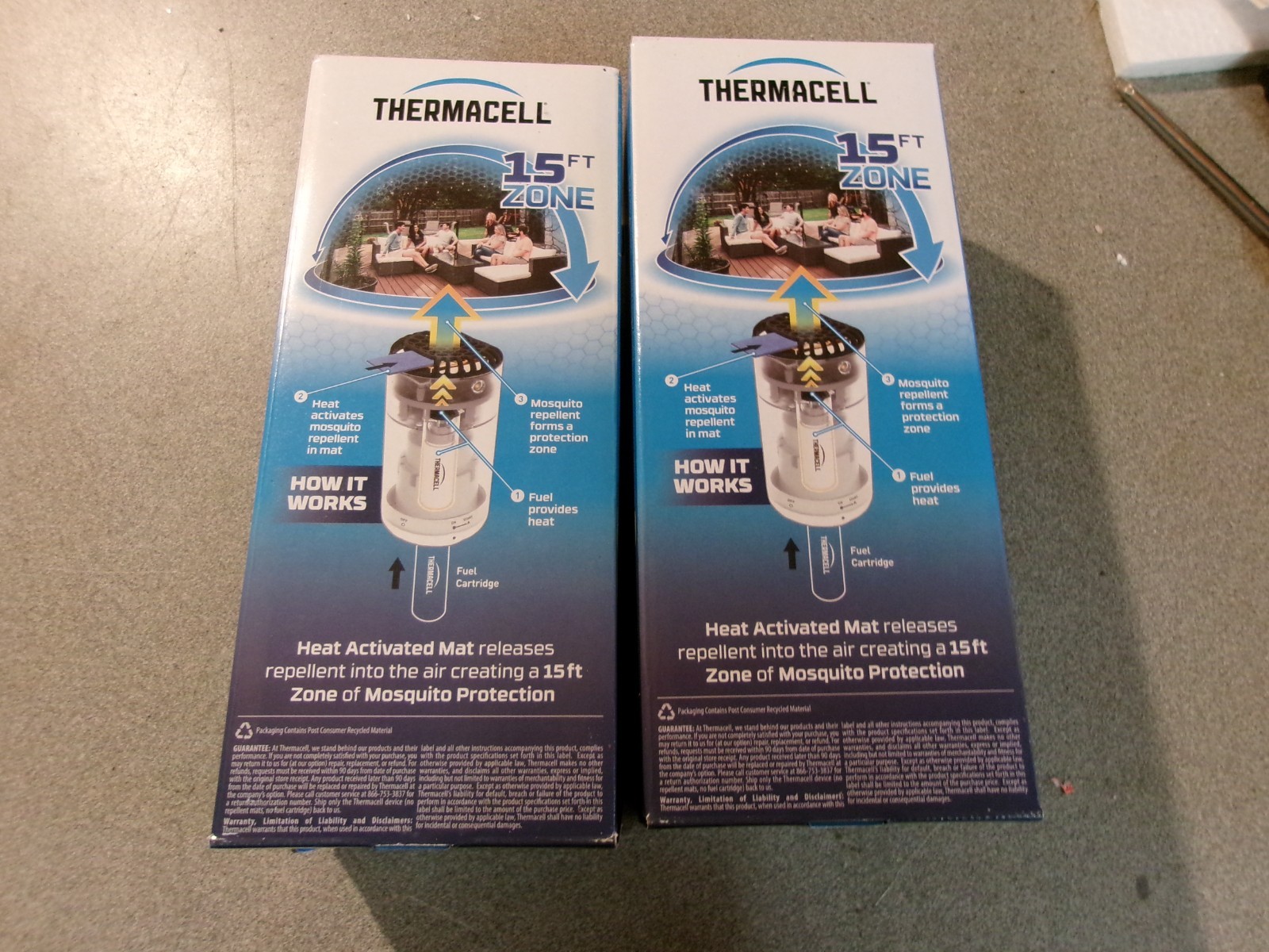 THERMACELL Mosquito Repellent Zone Device 15ft No Spray Scent Free NEW 2 Pack