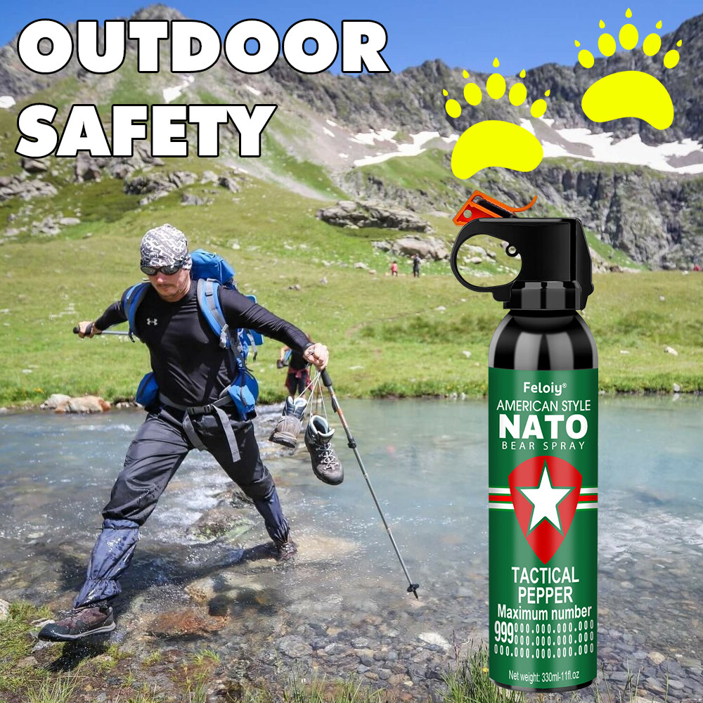Feloiy NATO Bear Spray 11 oz Holster Powerful Stream Strongest Legal Formula