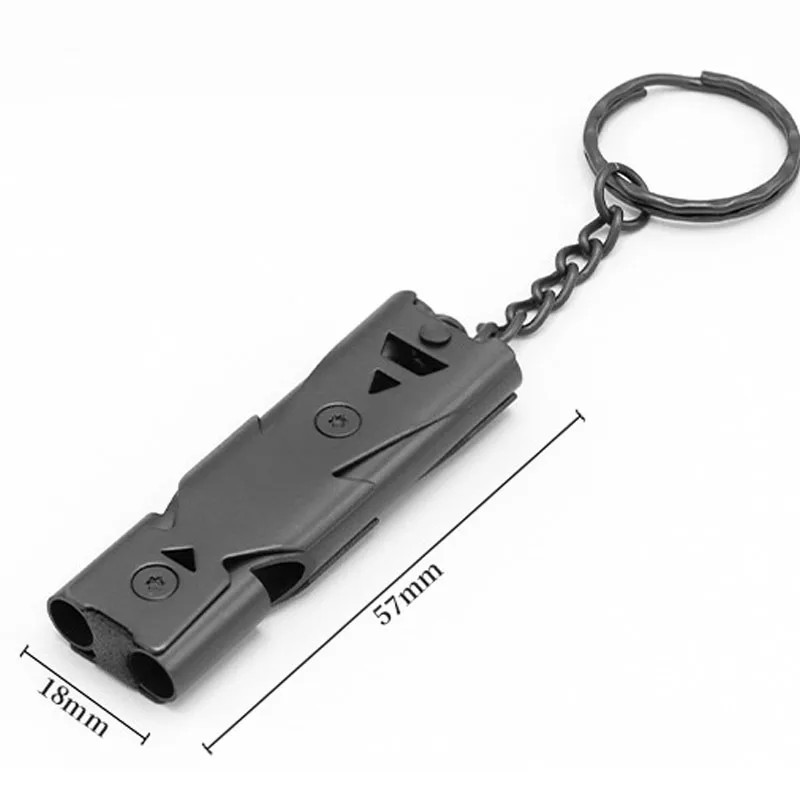 Double Pipe Whistle Pendant Keychain Decibel Portable Emergency Camping Tool