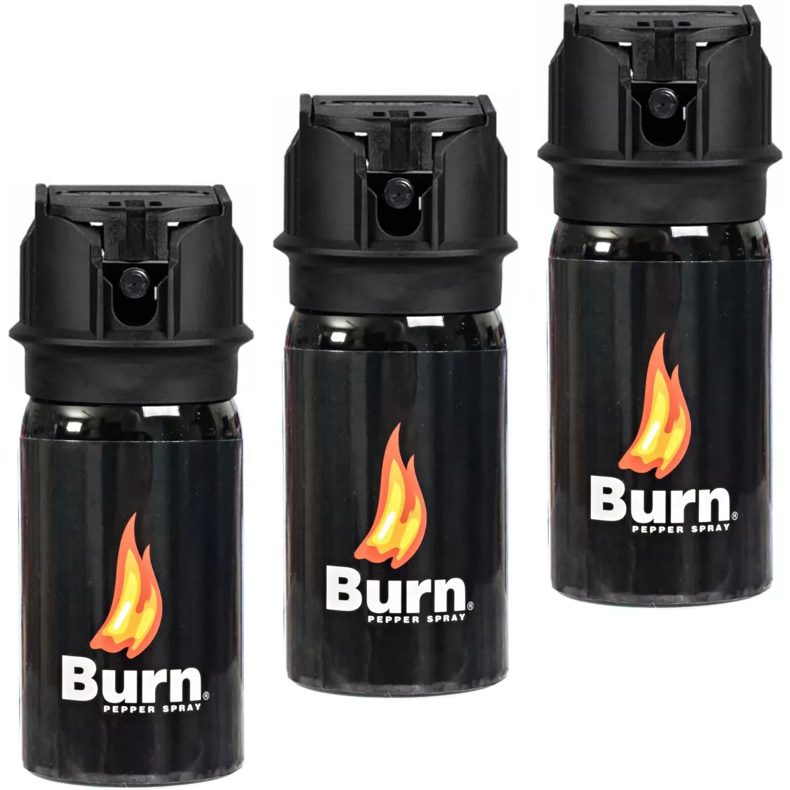 3 Pack Burn Pepper Spray 1.35 fl oz Self Defense Heavy Duty Flip Top Black