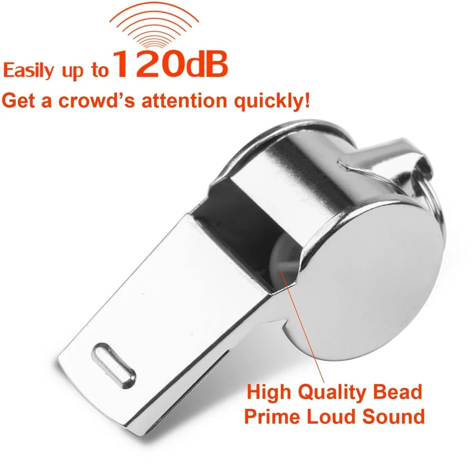 Whistle, 24 PCS Professional Stainless-Steel Whistles with Lanyards in Bulk, Ver