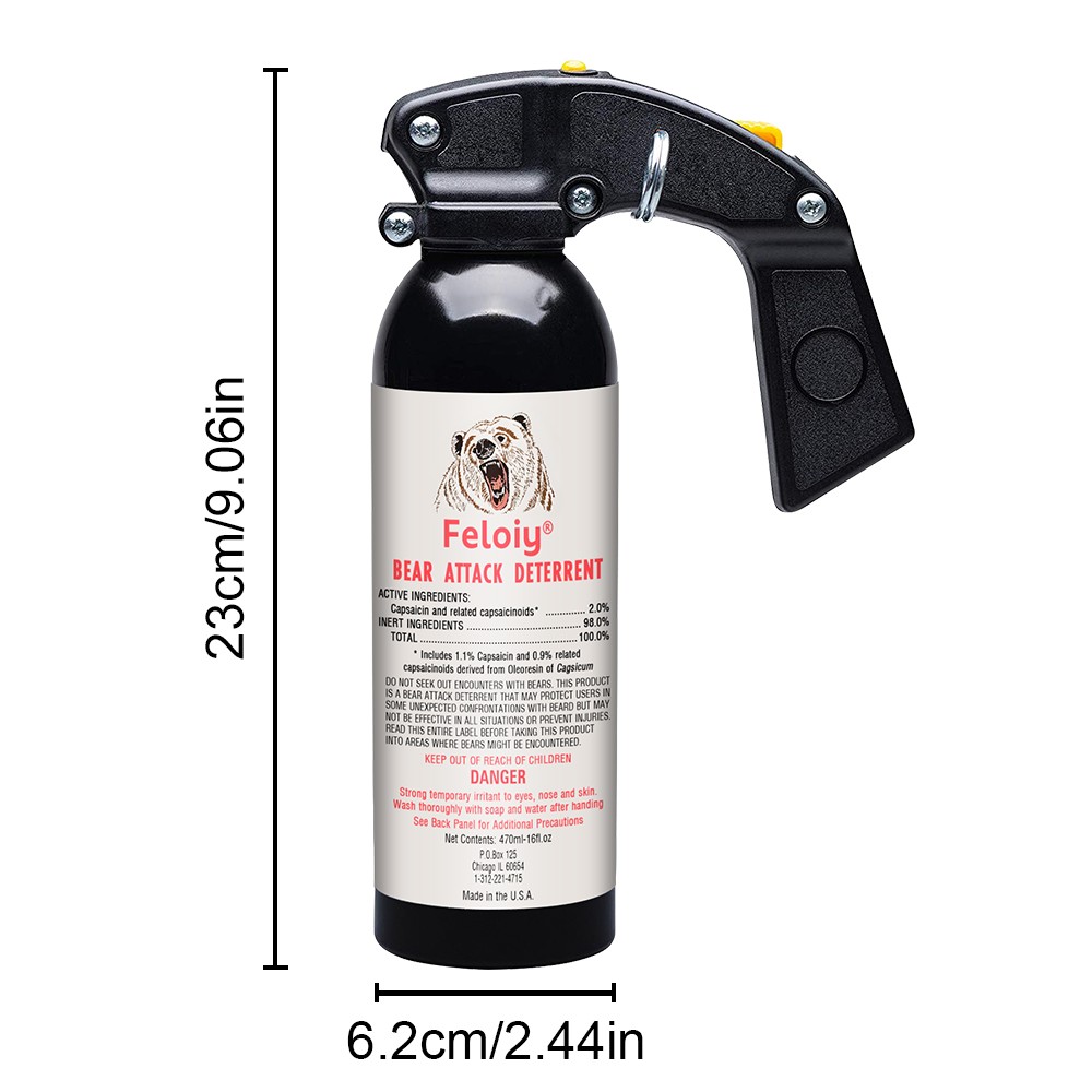 Feloiy 35 Feet BEAR Deterrent Repellent Spray 16 oz GLOW CAP CAMPING HIKING