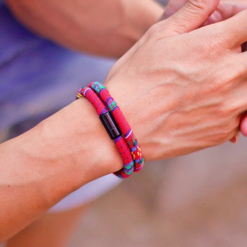 Bohemian Tactical Paracord Bracelet Men Magnetic Clasp Survival Gear