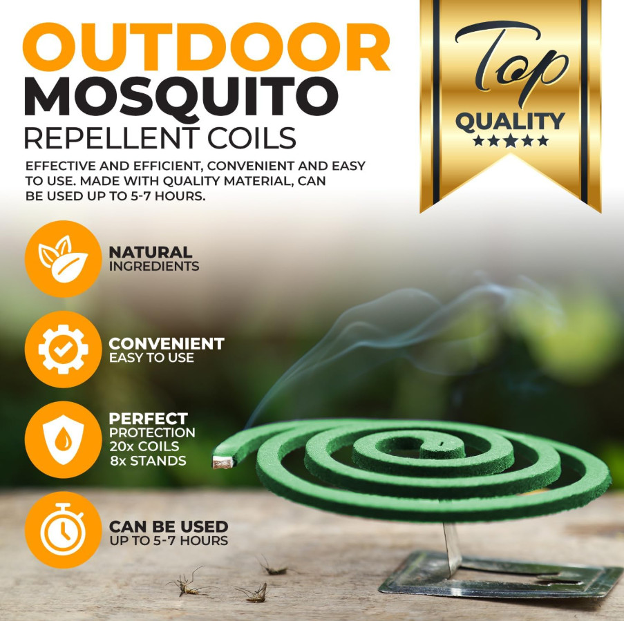 Mosquito Repellent Coils Outdoor 20 Count Essential Oil Patio Camping Backyard
