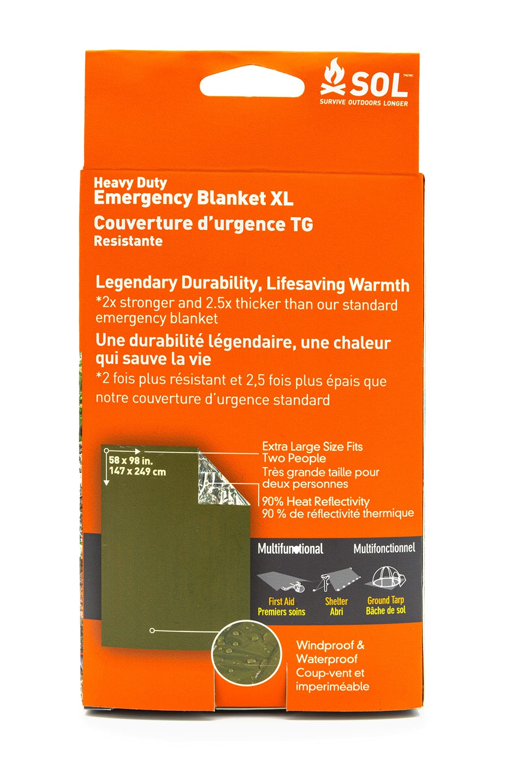 Heavy Duty Emergency Survival Blanket Compact Waterproof Heat Retention 58×98