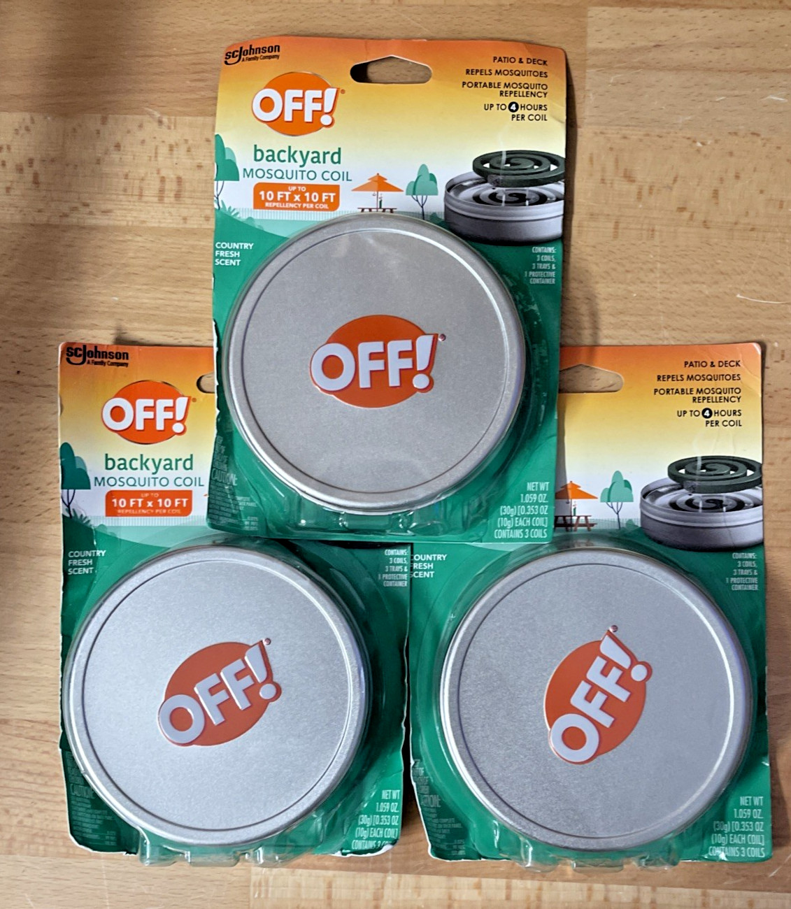 3pk- OFF Backyard Mosquito Coil Country Fresh Scent Covers 10′ x 10′ Per Coil Ea