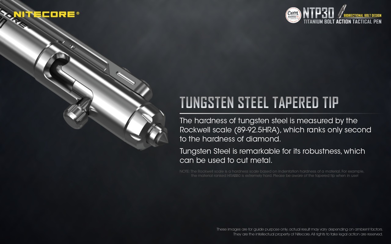 NITECORE NTP30 Tactical Pen Titanium Bidirectional Bolt Action W/ Glass Breaker
