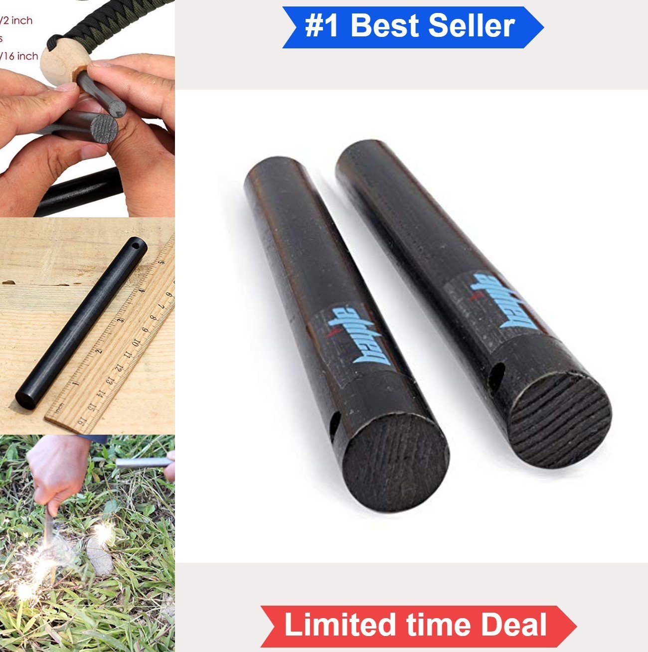 Ferro Rod 5 Inch 1/2 Inch Diameter Large Survival Fire Starter Flint Steel For