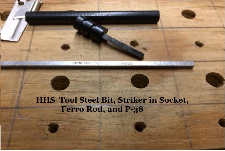 White Oak Matched Wood Firesteel + Striker + P-38 #22