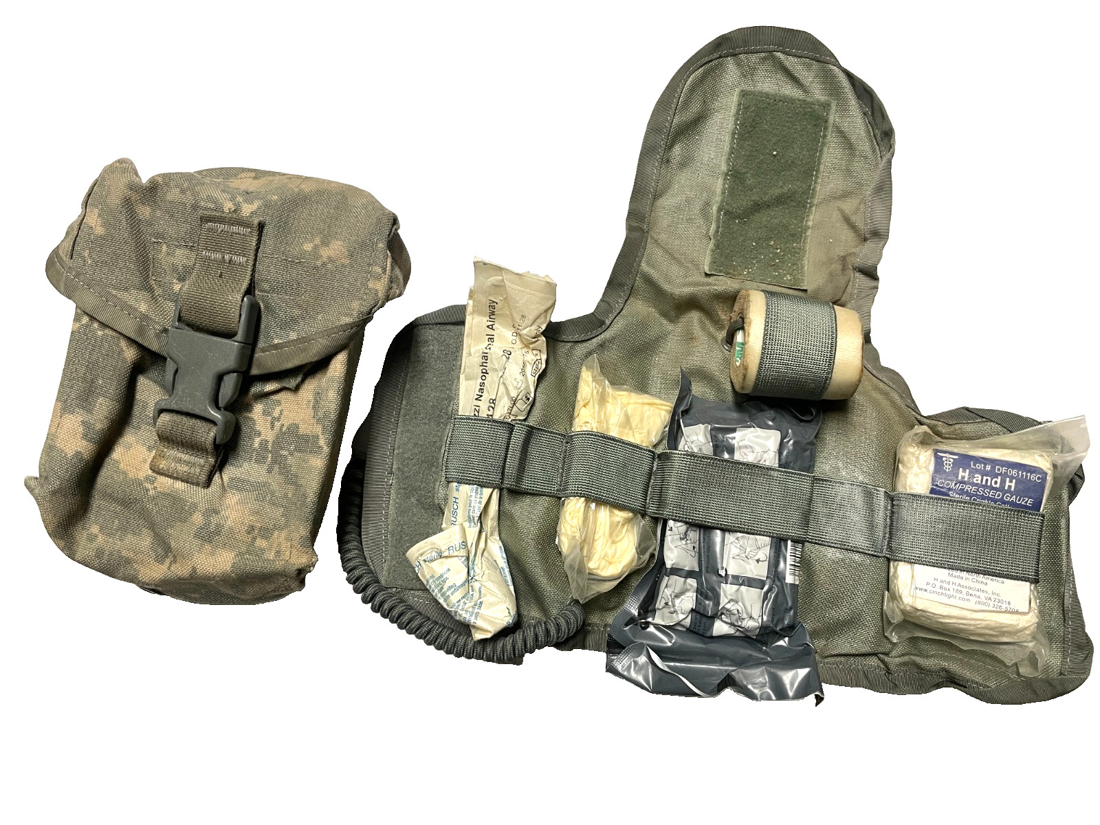 US Army MOLLE IFAK Individual First Aid Kit Pouch ACU UCP w/ Components GC