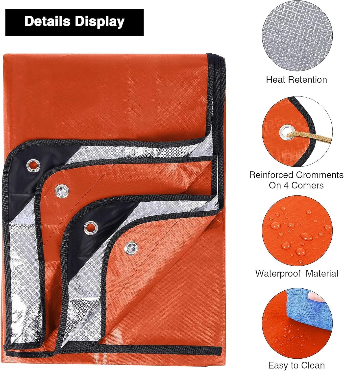 Heavy Duty Survival Blanket -Multifunctional Reflective Tarp Thermal Blanket