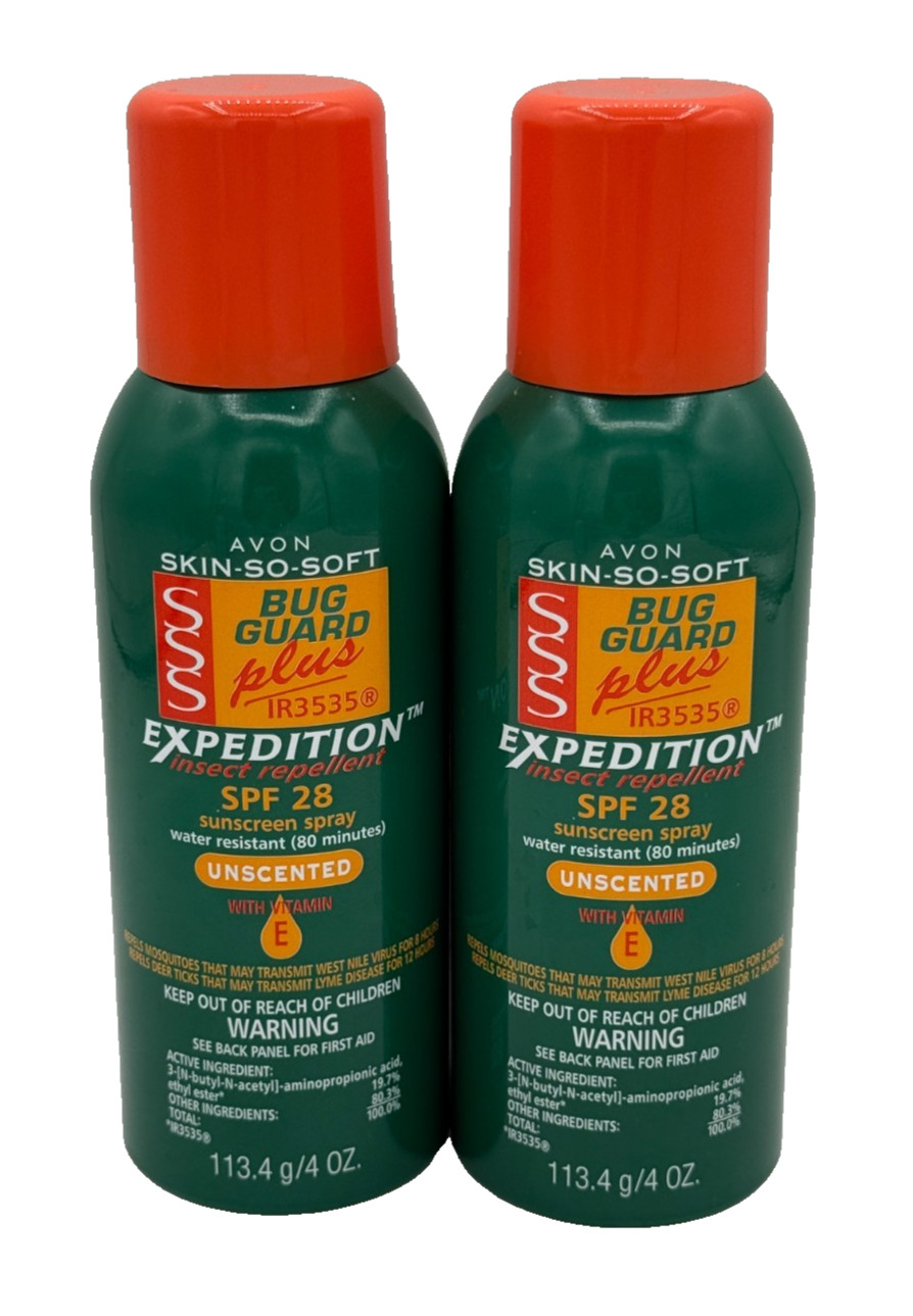 AVON Skin So Soft Bug Guard Plus Expedition SPF 28 Spray 4oz. PACK OF 2