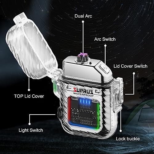 Luminous 3 Modes of Flashlight Windproof Waterproof Lighter Electric Silver