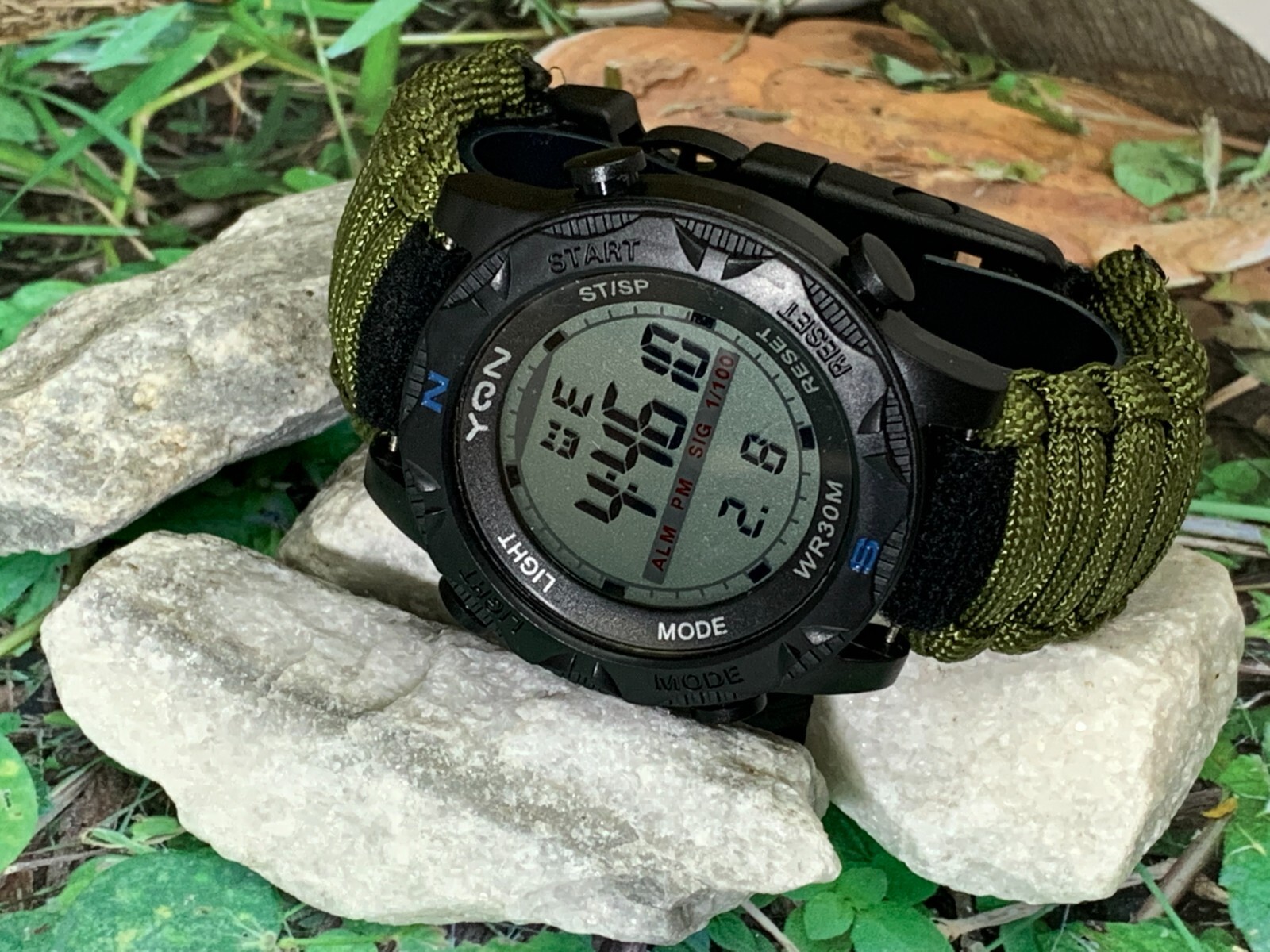 Army Green Adjustable Survival Band with 50 mm Digital Watch 7″ – 8″ Wrists Only