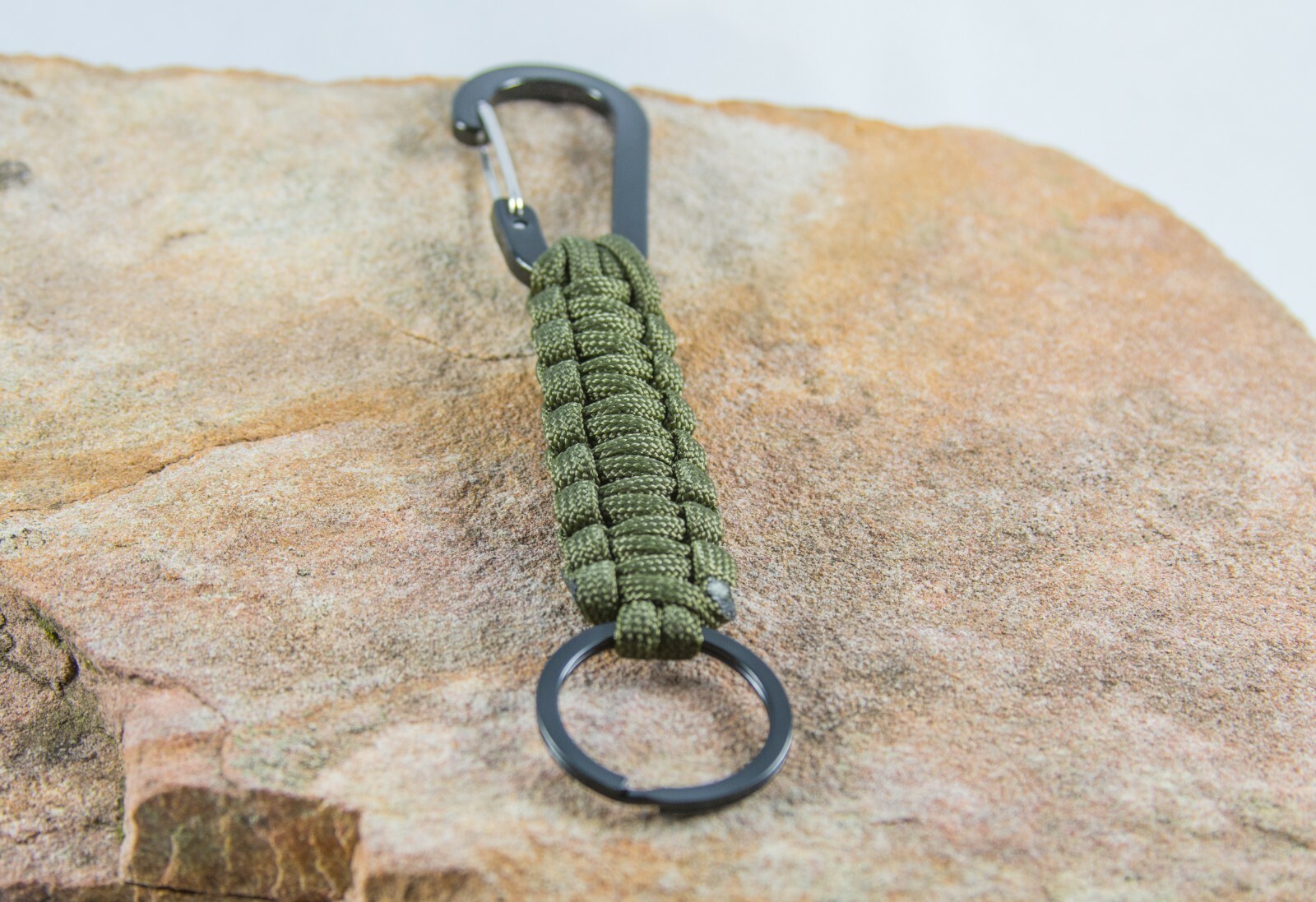 Paracord Lanyard Keychain w/ Carabiner Survival Tactical -2 Pack – Green & Black
