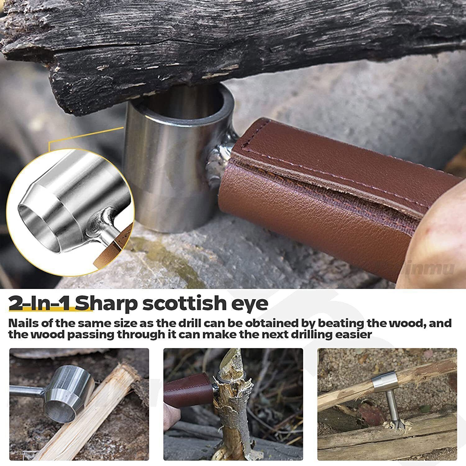 Manual Hand Auger Wrench Outdoor Survival Gear Wood Drill Kit for Bushcraft Tool