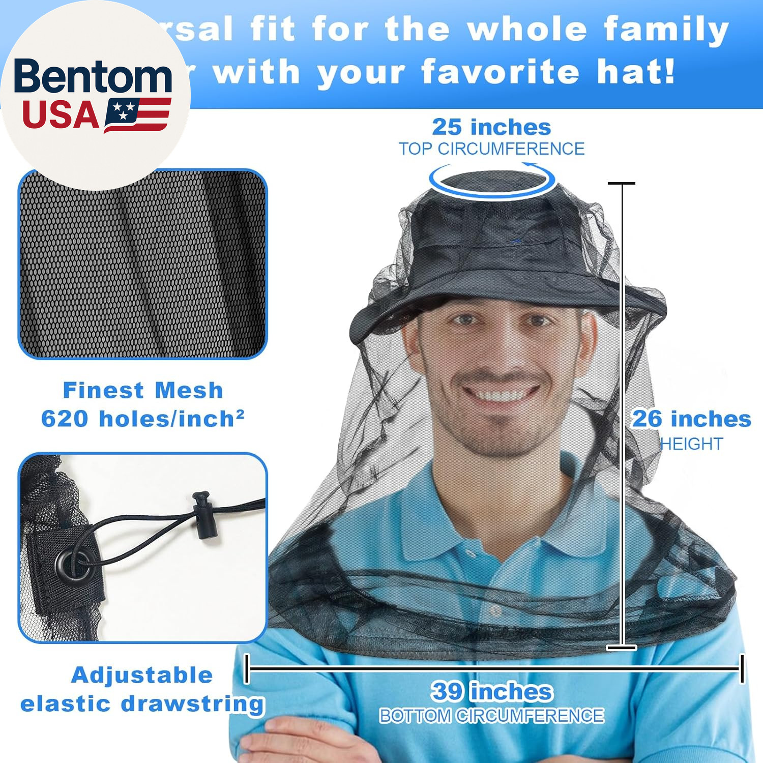 Premium Mosquito Head Net for Insect, 2 Pack, Fly & Bug Protection | Ultra Large