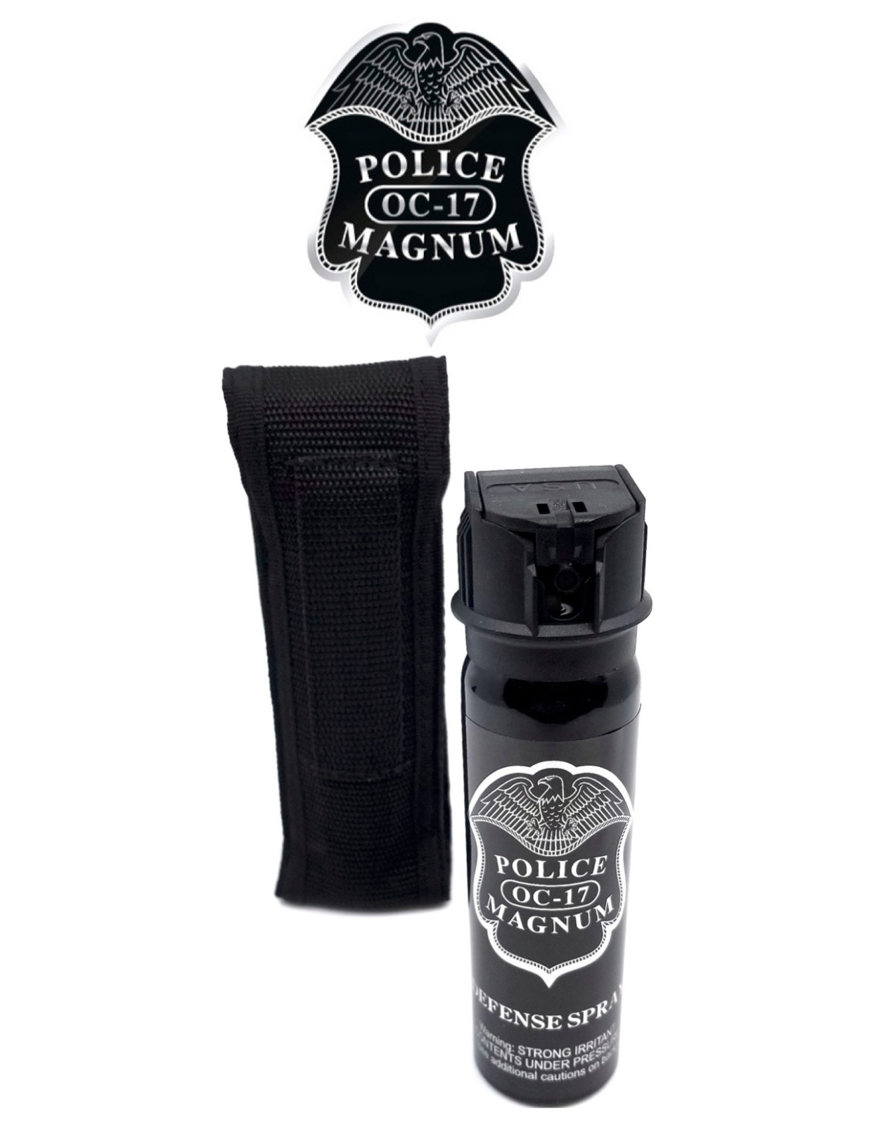 POLICE MAGNUM Pepper Spray 4oz Ounce Flip Top Nylon Holster Defense Protection